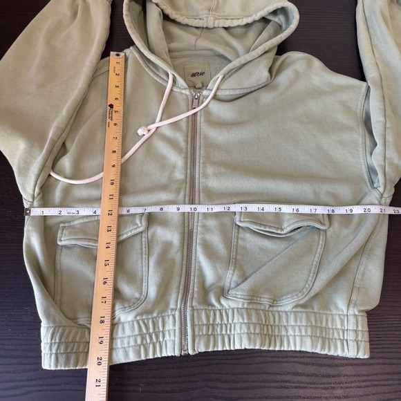Aerie Full Zip Cropped Hoodie Sage Green M‎ - Picture 7 of 8